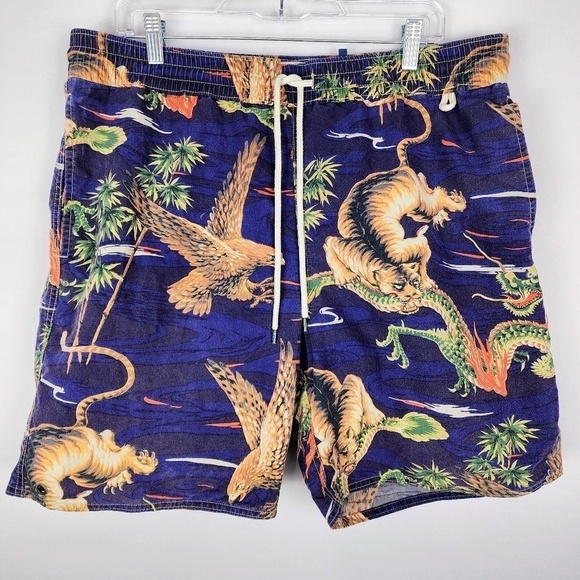 Polo Ralph Lauren Other - Polo Ralph Lauren - Swim Trunks Asian Style Dragon Eagle Tiger Mens Blue - Sz XL